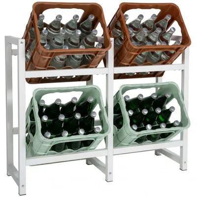 Produktbild von CLP Getränkekistenständer Stack aus Metall freistehend robust stabil weiß Größe 75x91x31 cm