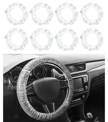 Obrázek produktu pro Ochranné kryty na volant, plastové, průhledné, 100 kusů, pro údržbu a ochranu automobilu