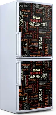 Produktbild von Kühlschrankdekoration 70x180 cm Aufkleber auf dem Kühlschrank - BBQ Texte grillen