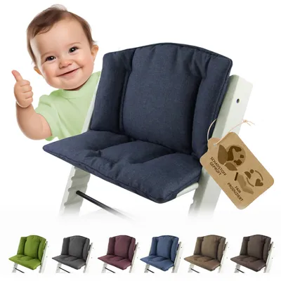 Produktbild von BAMBINIWELT Ersatzbezug, Kissen-Set für Hochstuhl/Kinderstuhl Stokke Tripp Trapp, Sitzverkleinerer marine meliert