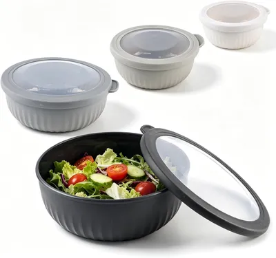 Produktbild von Schüsselset 0,4-2,2 l, 4-teilig, stapelbare Salatschüsseln mit Deckel, für Küche
