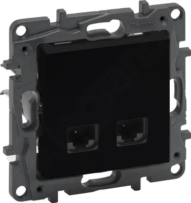Image de Double prise 2xRJ45 cat. 5e UTP - noir, NILOE STEP
