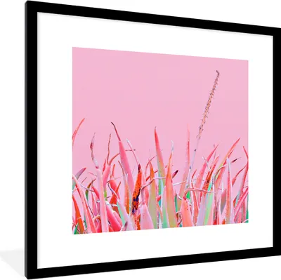 Produktbild von MuchoWow® Gerahmtes Poster Sommer - Pflanzen - Pastell 40x40 cm - Poster mit Schwarzem Bilderrahmen Wandposter Rahmen Foto Bilder - Poster - Plakat im Rahmen