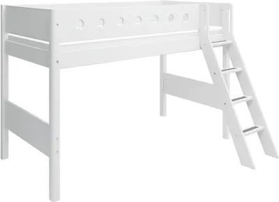 Produktbild von Flexa White Mittelhochbett mit schräger Leiter Weiß