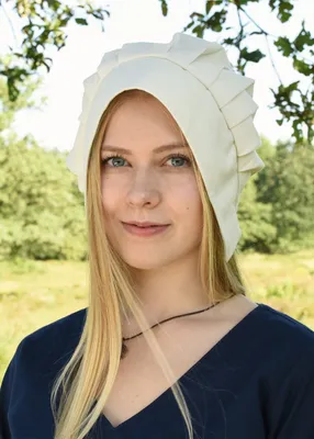 Produktbild von Mittelalter Haube mit gelegten Falten, verschiedene Farben : braun Farbe: braun