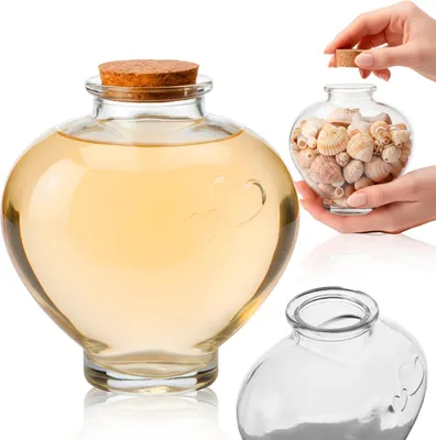 Zdjęcie produktu dla SUPERBUTELKI - 5 szt. Butelka szklana Serce 350 ml z korkiem na prezent, nalewki, likier