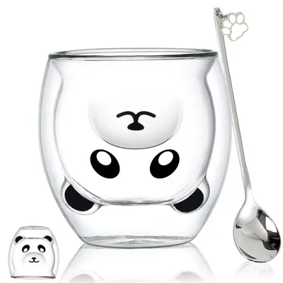 Produktbild von Doppelwandige Isoliergläser mit Bär/Katze Motiv 230-280 ml Borosilikatglas