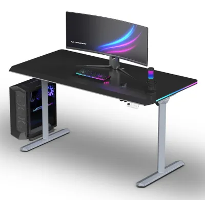 Immagine prodotto di ULTRADESK QUEST Scrivania da gaming elettrica 140 × 70 cm grigio/nero