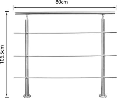 Produktbild von Vigevee 80cm Treppengeländer Edelstahl Handlauf Geländer für Treppen Balkon, mit 3 Querstreben, Innen & Außen