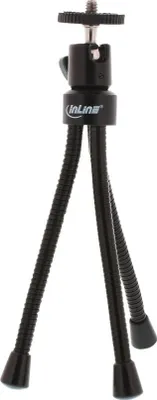 Produktbild von InLine® Mini-Stativ 190mm mit Kugelkopf, flexible schwarze Metallfüße mit Gummikappen