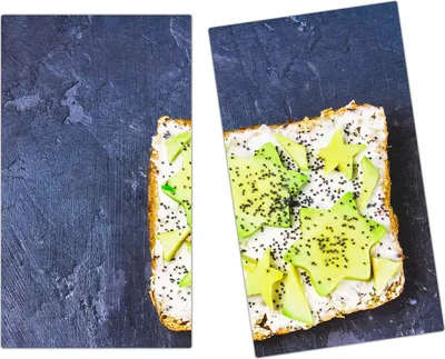 Produktbild von Spritzschutz Herdabdeckplatte Schneidebrett aus Glas Sandwich mit Avocado 2-Teilig (60x52cm)