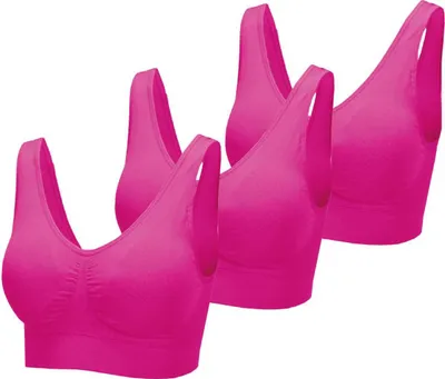 Produktbild von Damen Basic Wohlfühl BH - 3er Pack - "mit Polster" Sport BH Bralette - ohne Bügel - Nahtloser Gepolsterter Bra Top
