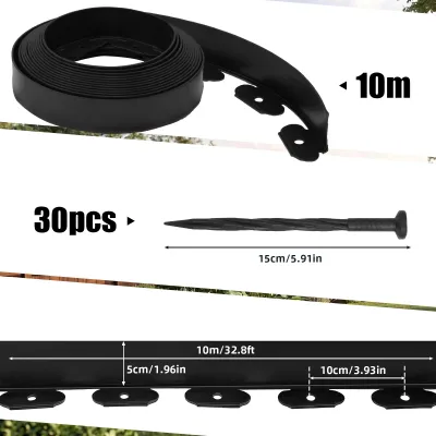 Produktbild von Gartenbegrenzung - Rasenkante - 10 m - Flexibel - Robust - Kunststoff - Schwarz