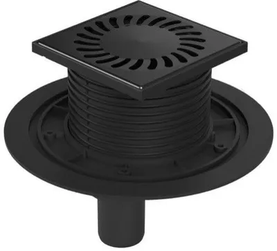 Produktbild von Chud?j Bodenablauf unten schwarz D40, Edelstahlrost SUN schwarz 383 A C