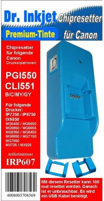 Produktbild von Chipresetter für Canon PGI550 + CLI551 Druckerpatronen - für 100mal resetten