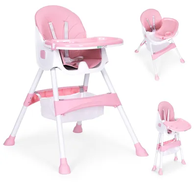 Produktbild von Kinderstuhl, Hochstuhl, Tablett, Ablage, 5-Punkt-Gurt, rosa, ECOTOYS