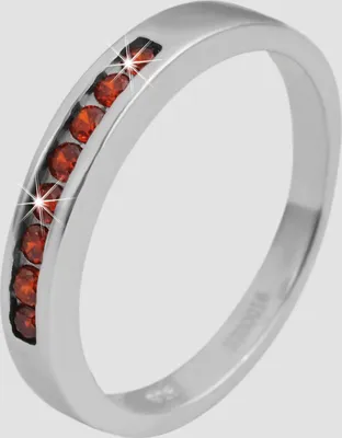 Produktbild von 925 Echt Silber Ring mit roten Zirkoniasteinen, 925/rhodiniert