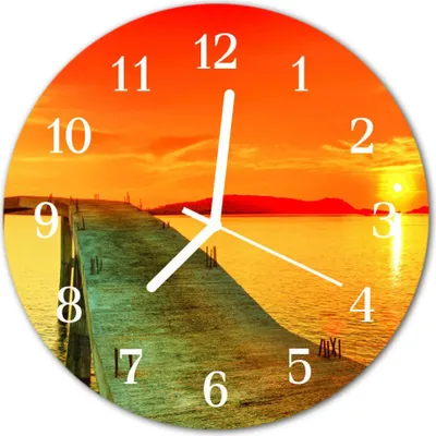 Produktbild von Glasuhr Wanduhr Küchenuhr Echt-Glas 30fi cm Brücke orange