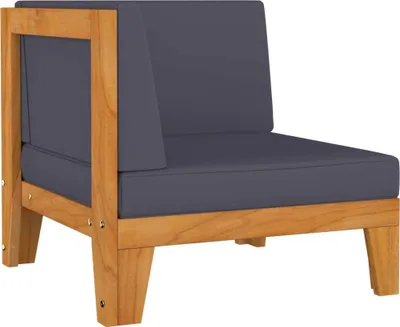 Image de vidaXL Canapé d'angle modulaire avec coussins gris foncé en acacia massif