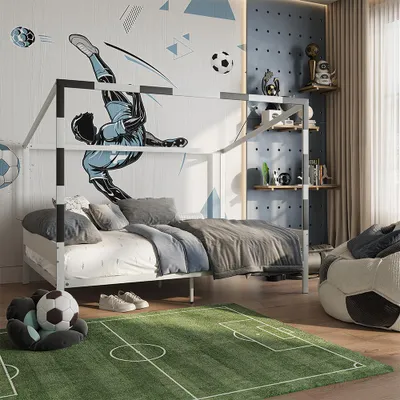 Zdjęcie produktu dla Łóżko dla dzieci Vitalispa Goal Biały/Czarny 140x200, Model 61328