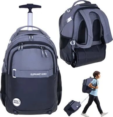 Produktbild von Schultrolley Trolley Elephant Hero Signature Ranzen Schulranzen Trolly Jungen Schulrucksack mit Räder Rollen 13048 Color Block Schwarz Anthrazit