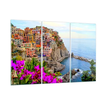 Produktbild von Bilder auf glas - Italien küste felsen landschaft - 105x70cm - Glasbilder - Wandbilder - Kunstdruck - zum Aufhängen bereit - Wanddekoration aus Glas - Glas Bilder - Wandbild auf Glas - GCE105x70-2684