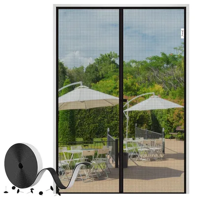 Produktbild von Magnet Fliegengitter Balkontür 200x210 cm, Verstärkt, Klettverschluss, Schwarz