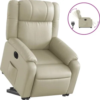 Image de vidaXL Fauteuil relax avec releveur électrique Crème similicuir