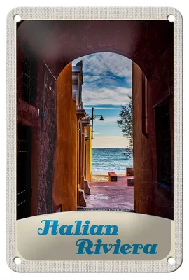 Produktbild von Blechschild Reise 12x18cm Italien Riviera Strand Meer Urlaub Schild