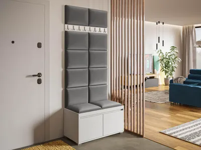 Obrázok produktu pre Predsieňová stena s nástennými čalúnenými panelmi CLENZE 8 - biela / šedá