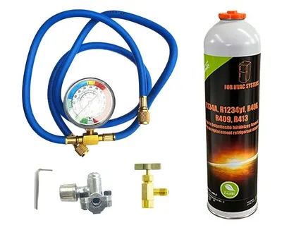 Image de Kit de réparation Kit de remplissage R134a avec tuyau manomètre et BPV 31 pour réfrigérateur et congélateur