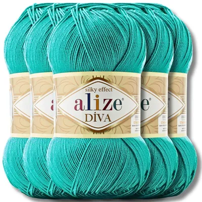 Immagine prodotto di Alize 5 x 100 g Diva Lana, tinta unita, uncinetto, lavoro a maglia (610)