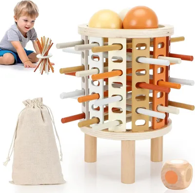 Produktbild von Montessori Spiel Brettspiel aus Holz bunte Stick Spielzeug Würfelspiel Kinder