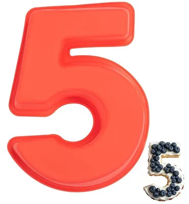 Produktbild von Silikon Backform Zahl 5 Groß, Antihaftend, 3D Number Cake
