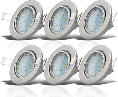 Produktbild von Einbauspot 10er Set 68mm Lochmaß - GU10, 3W, 250lm, LED, warmweiß, matt-nickel