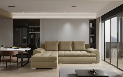 Produktbild von Ecksofa Sofa HECKTOR mit Schlaffunktion Stoff Castel Sand Ottomane Links