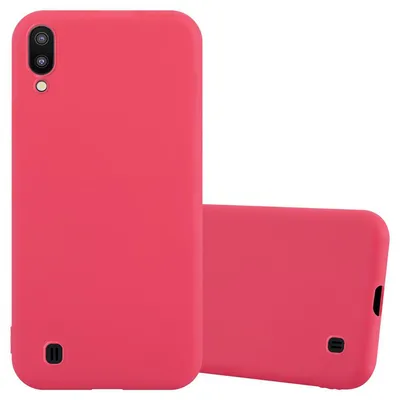 Immagine prodotto di Cadorabo custodia per Samsung Galaxy A10 / M10 custodia protettiva in rosso custodia del telefono cellulare TPU custodia in silicone copertura