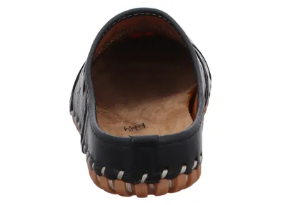 Produktbild von Gemini Damen Pantolette Sabot Leder Clog Cutouts 031195-02, Größe:40 EU, Farbe:Schwarz