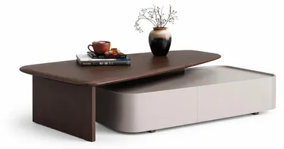 Produktbild von Moderner eleganter Couchtisch mit doppellagiger Holzoberfläche