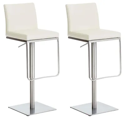 Produktbild von CLP 2er Set Barhocker Panama Kunstlederbezug drehbar höhenverstellbar bis 240 kg | Farbe creme Gestell Farbe edelstahl