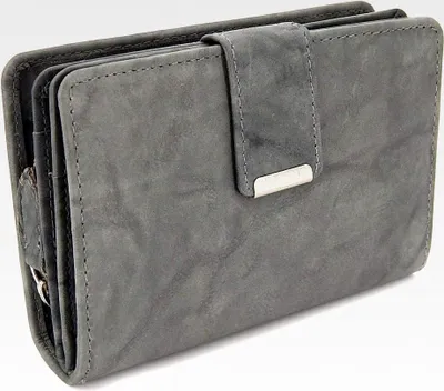 Produktbild von Damen Geldbörse aus weichem Leder mit RFID-Schutz - Portemonnaie (Grau)