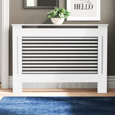 Produktbild von Holz-Radiatorabdeckung 92 cm hoch mit vertikalen Latten