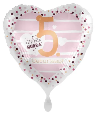 Produktbild von 5. Geburtstag Herz Folienballon 45cm