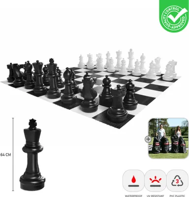 Produktbild von Ubergames - XL Schachspiel Outdoor - UV Schutz - inkl. 4 Tragetaschen - 64 cm
