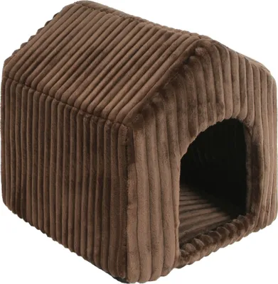 Obrázek produktu pro Pelíšek pro psy a kočky Bouda Stripe 42x40x40 cm hnědá