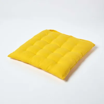 Obrázek produktu pro HOMESCAPES polštář na židli 40x40 cm žlutý - venkovní/venkovní polštář na sezení s bavlněným potahem, pratelný polštář na sezení
