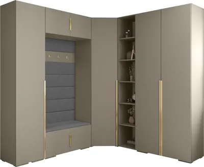 Produktbild von MEBLE KRYSPOL Inova 1 Möbelset Garderobe, 236,7x371,7x47cm - Kaschmir, Manila 16, Gold