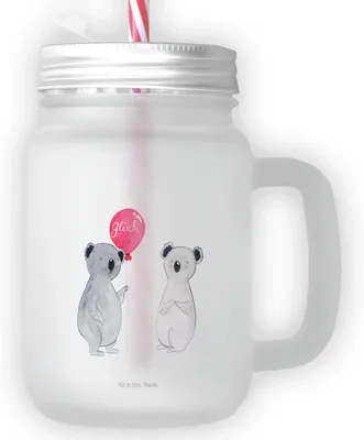 Produktbild von Mr. & Mrs. Panda Glas Koala Luftballon - Transparent - Geschenk, Mit Deckel Und Strohhalm, Party, Geburtstag, Trinkgefäß, Mason Jar, Cocktailglas