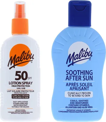 Produktbild von Malibu SPF50 Wasserfestes Spray 200 ml + After Sun Balsam 200 ml