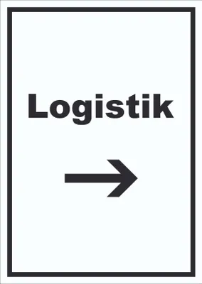 Produktbild von Logistik Schild mit Text und Richtungspfeil rechts Transport Versand hochkant A6 (105x148mm)